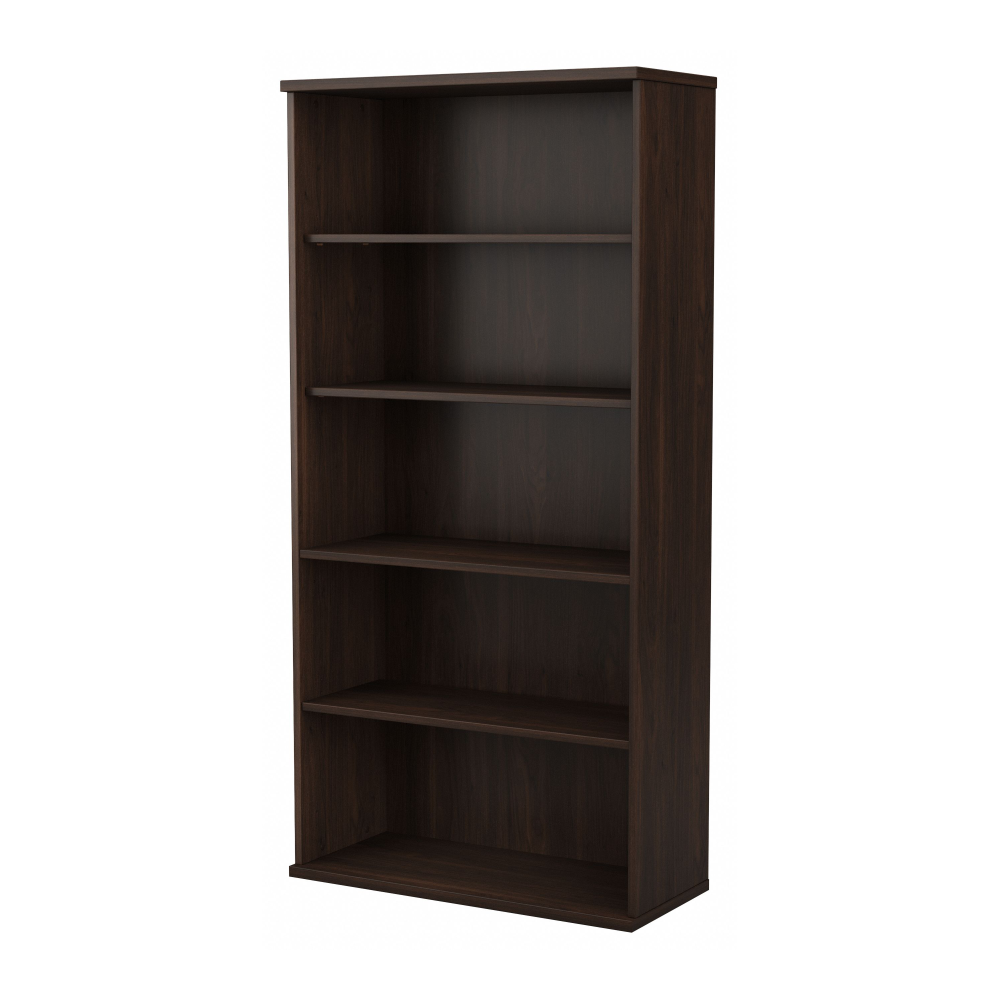 Shop Bush Business Furniture Hybrid Tall 5 Shelf Bookcase, Image 01, HYB136BW-Z, #color_black walnut