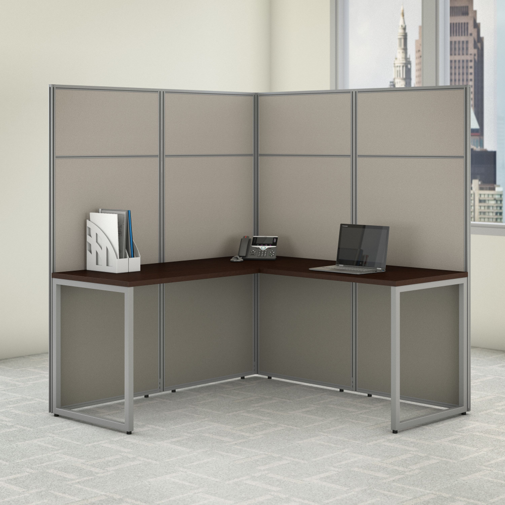 Shop Bush Business Furniture Easy Office 60W L Shaped Cubicle Desk Workstation with 66H Panels, Image 02, EODH360MR-03K, #color_mocha cherry