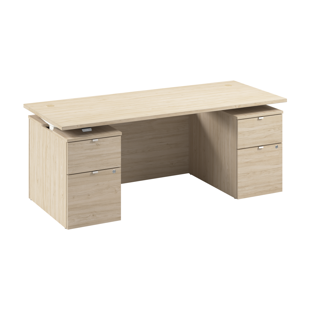 Shop Bush Business Furniture Stratus 72W x 30D Electric Standing Desk with Drawers and Modesty Panel, Image 01, SUT012NE, #color_natural elm