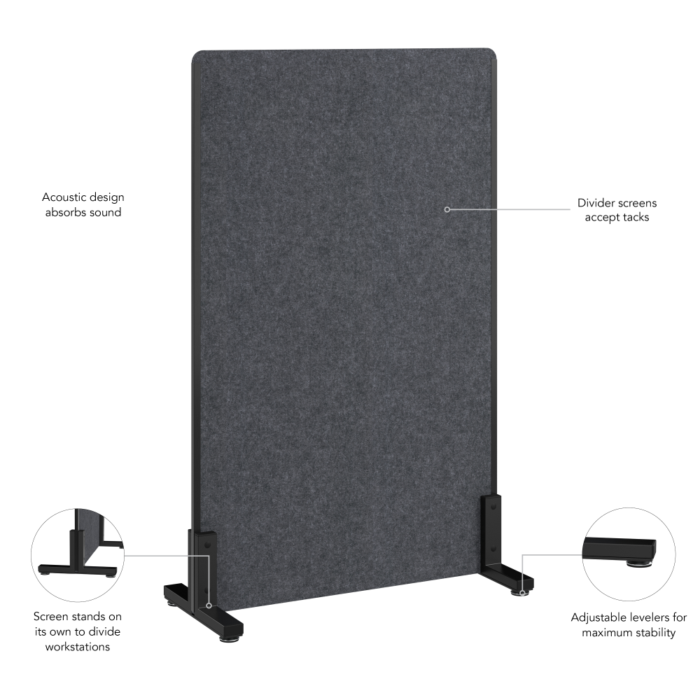 Shop Bush Business Furniture 34W x 55H Freestanding Privacy Screen, Image 05, PSP134CL-03, #color_cool charcoal
