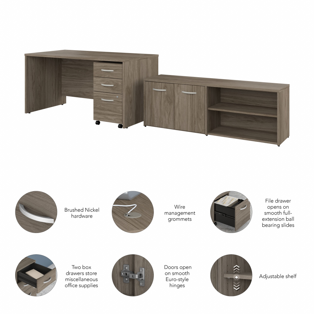 Shop Bush Business Furniture Studio C 60W x 30D Office Desk with Storage Return and Mobile File Cabinet, Image 06, STC042MHSU, #color_modern hickory