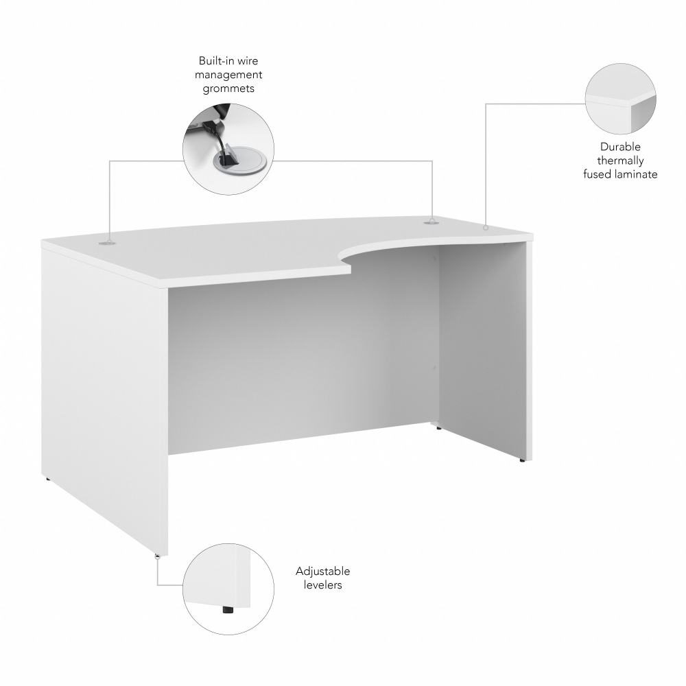 Shop Bush Business Furniture Studio C 60W x 43D Left Hand L-Bow Desk Shell, Image 07, SCD660WH, #color_white