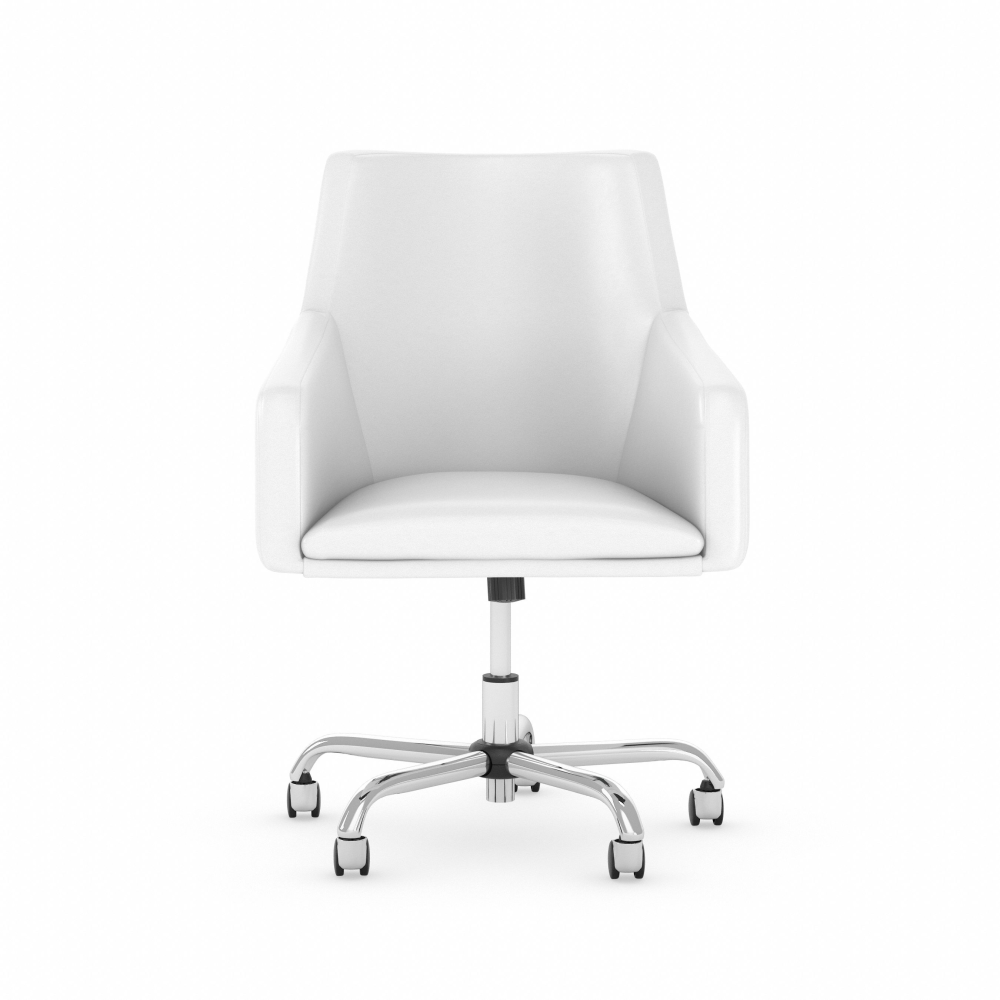 Shop Bush Business Furniture London Mid Back Leather Box Chair, Image 01, CH2401WHL-03, #color_white leather