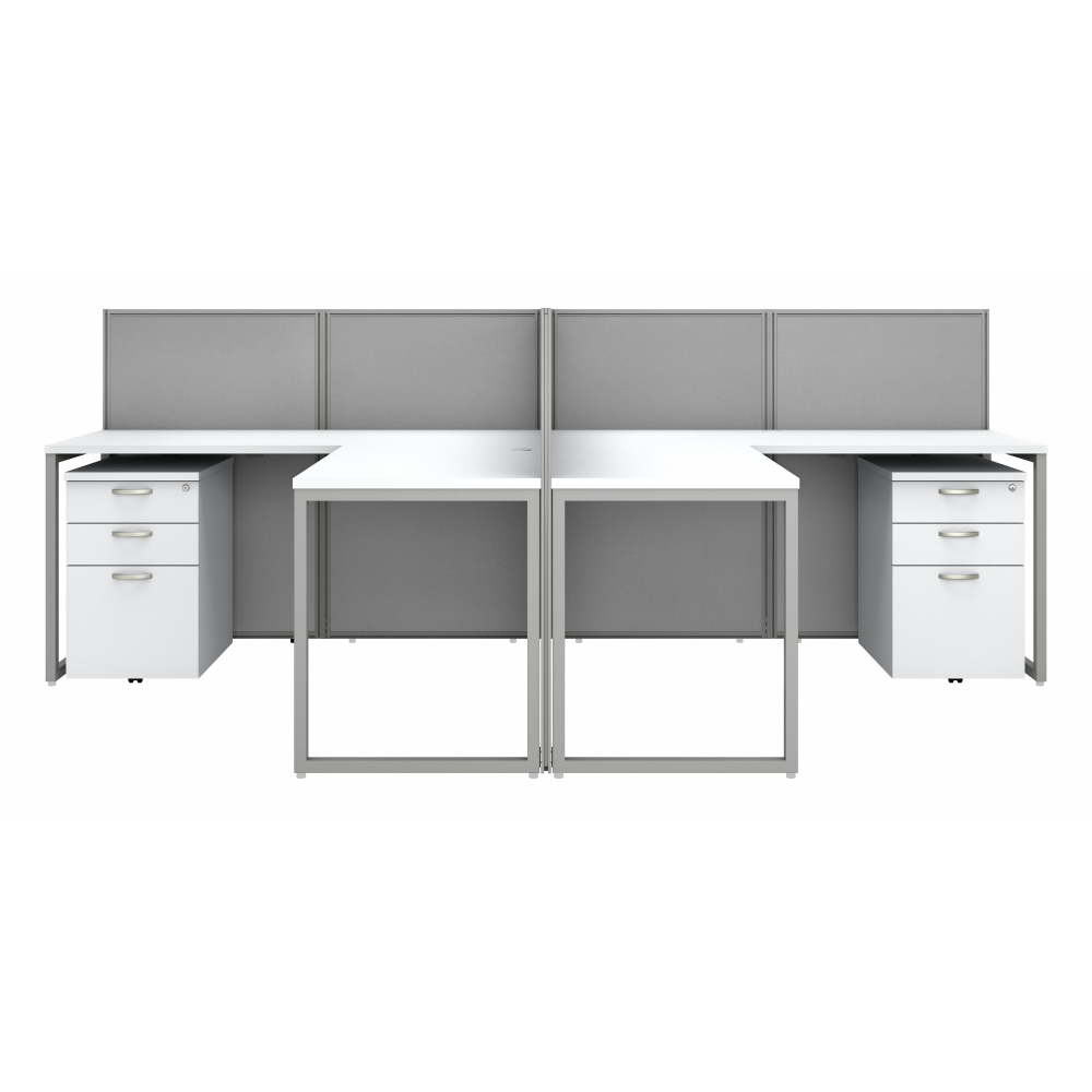 Shop Bush Business Furniture Easy Office 60W 4 Person L Shaped Cubicle Desk with Drawers and 45H Panels, Image 03, EOD760SWH-03K, #color_pure white/silver gray fabric