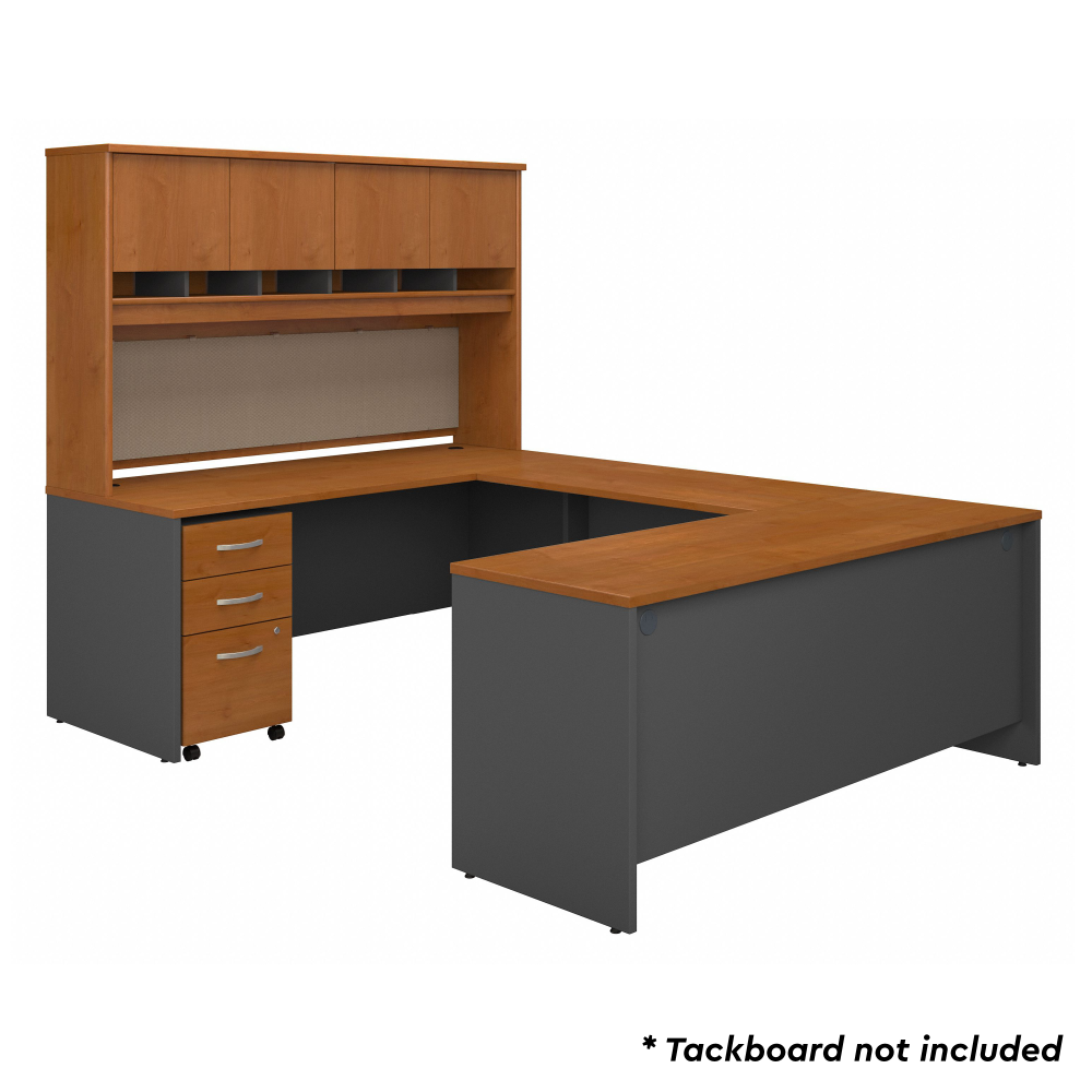 Shop Bush Business Furniture Series C 72W U Shaped Desk with Hutch and Storage, Image 03, SRC094NCSU, #color_natural cherry/graphite gray