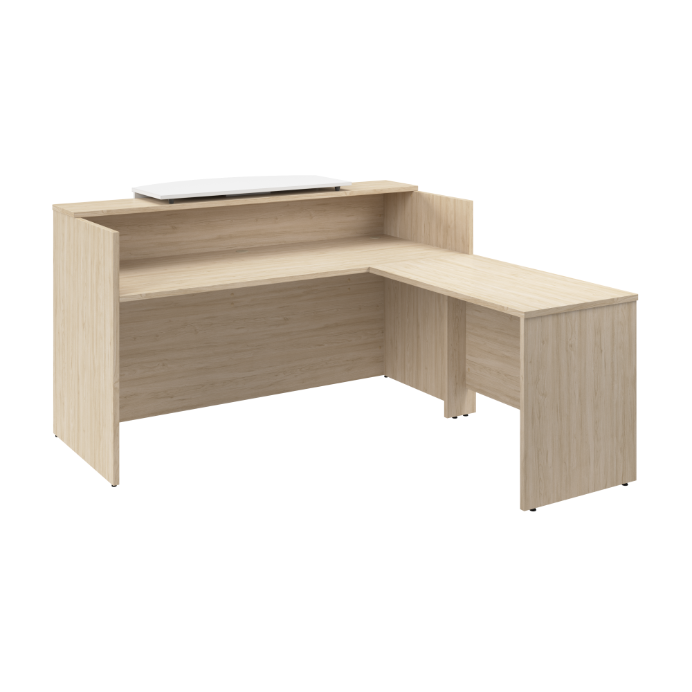 Shop Bush Business Furniture Arrive 72W x 72D L Shaped Reception Desk with Counter, Image 01, ARV009NE, #color_natural elm