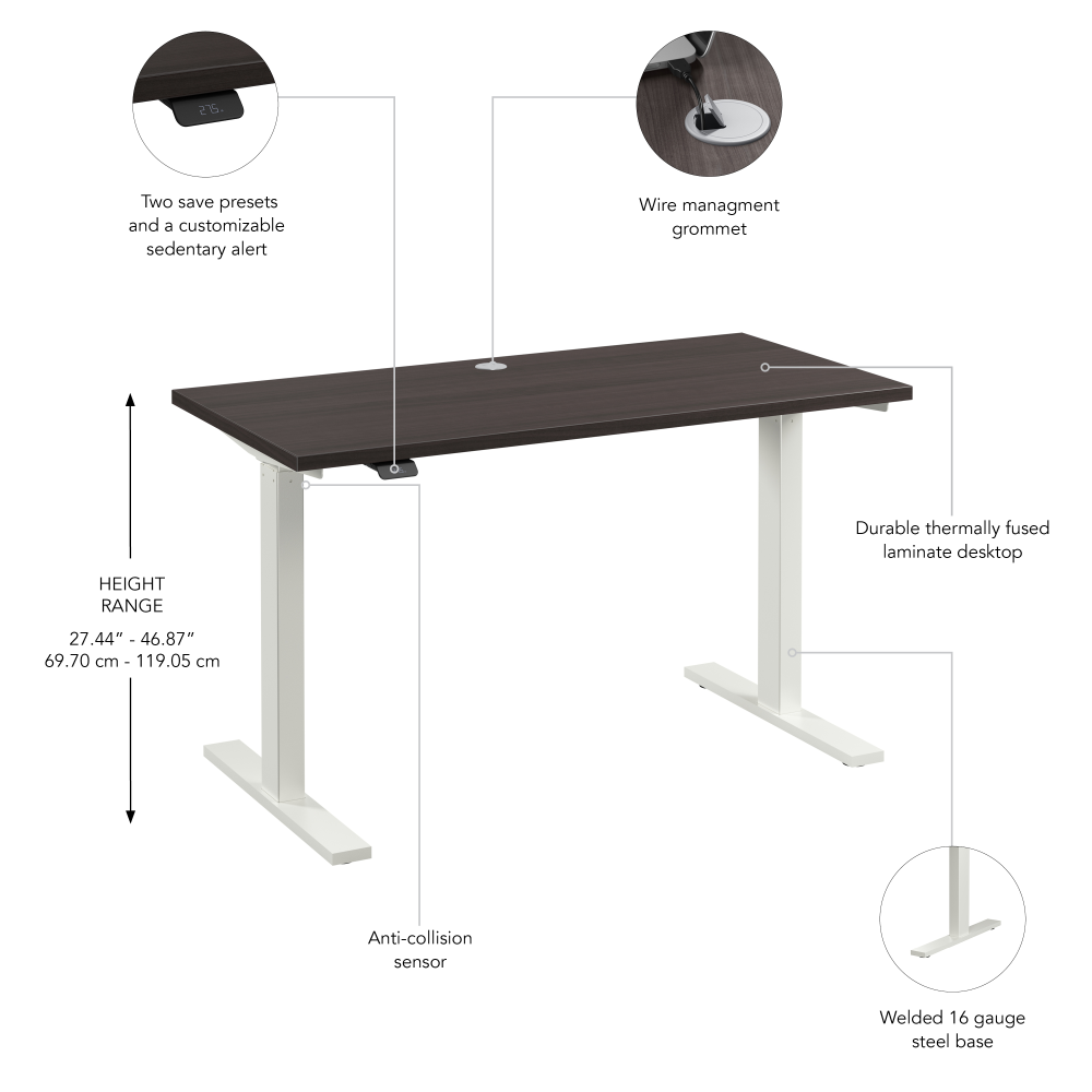 Shop Bush Business Furniture Move 60 Series 48W x 24D Electric Height Adjustable Standing Desk, Image 06, M6S4824SGWK, #color_storm gray/white powder coat