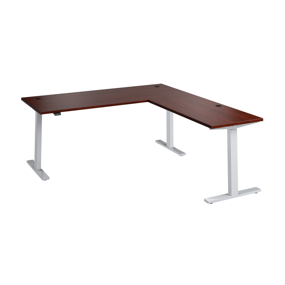 Shop Bush Business Furniture Move 60 Series 72W Height Adjustable L Shaped Standing Desk, Image 01, M6SL7278HCSK, #color_hansen cherry/cool gray metallic