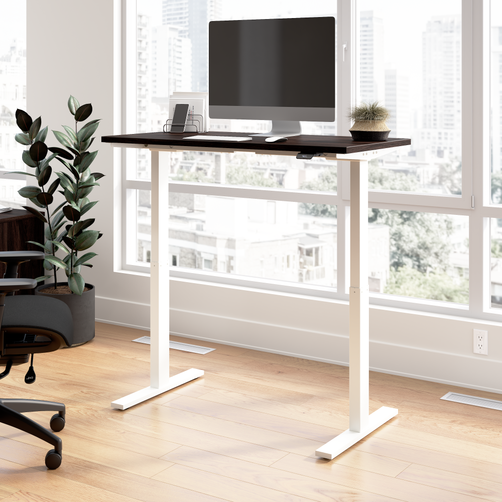 Shop Bush Business Furniture Move 60 Series 48W x 24D Electric Height Adjustable Standing Desk, Image 02, M6S4824BWWK, #color_black walnut/white powder coat