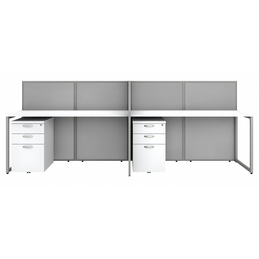 Shop Bush Business Furniture Easy Office 60W 4 Person Cubicle Desk with File Cabinets and 45H Panels, Image 03, EOD660SWH-03K, #color_pure white/silver gray fabric