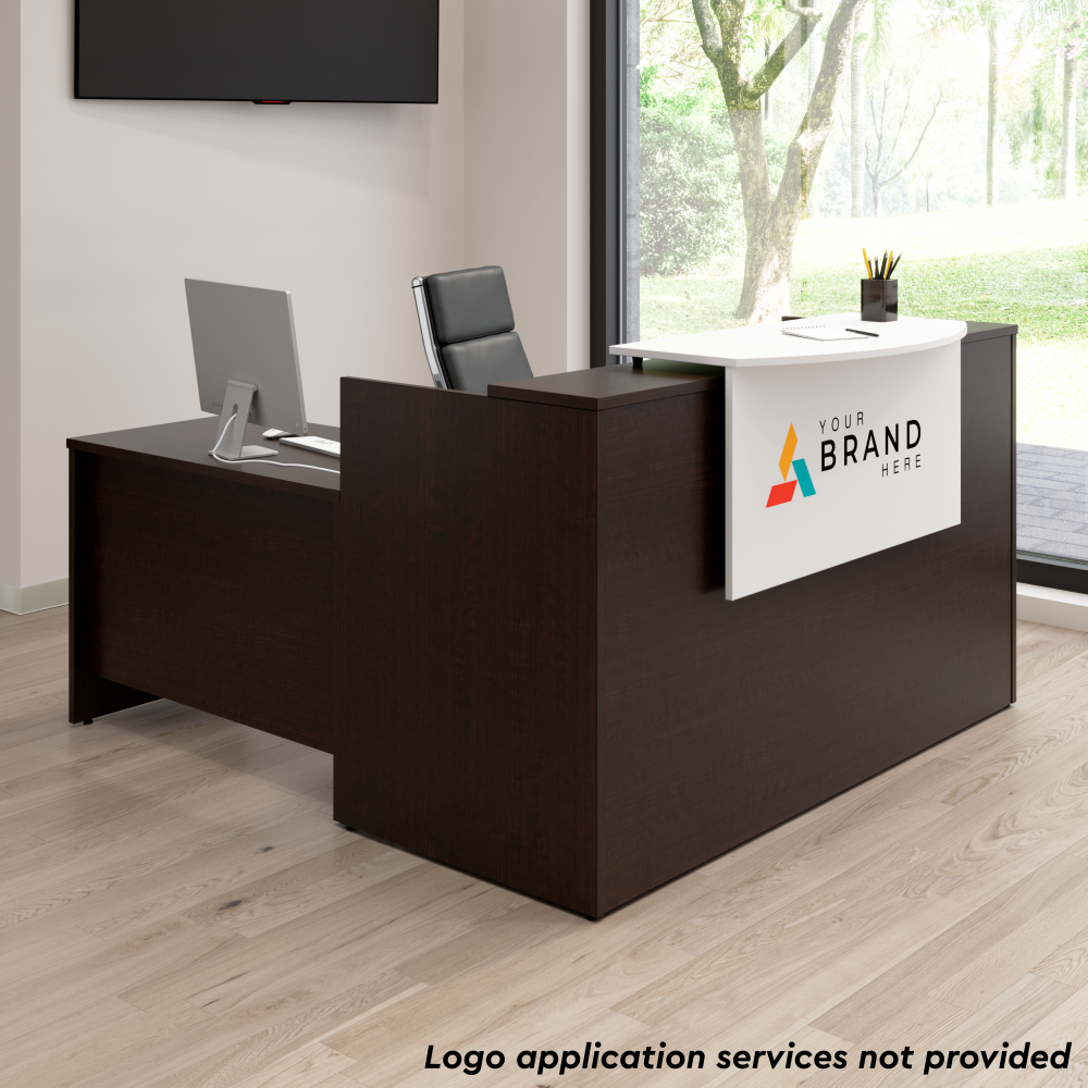 Shop Bush Business Furniture Arrive 72W x 72D L Shaped Reception Desk with Counter, Image 04, ARV009MR, #color_mocha cherry