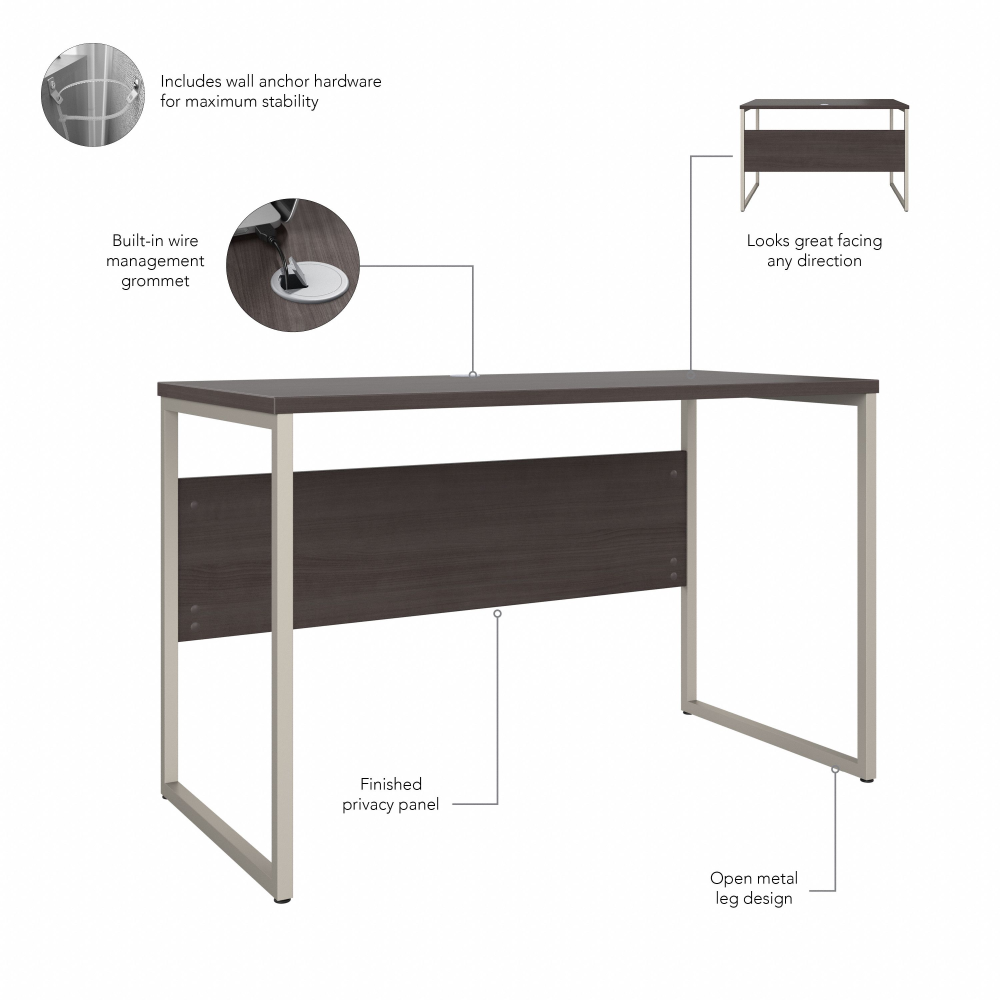 Shop Bush Business Furniture Hybrid 48W x 24D Computer Table Desk with Metal Legs, Image 08, HYD148SG, #color_storm gray