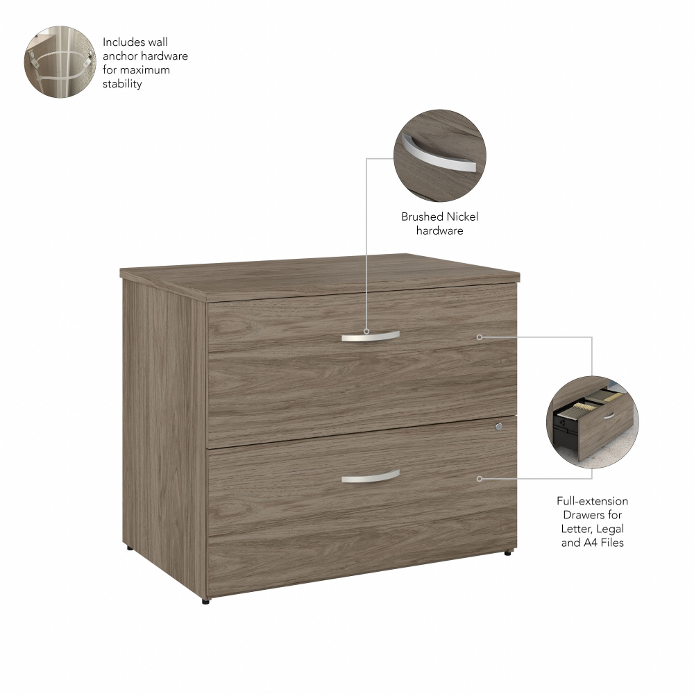 Shop Bush Business Furniture Hybrid 2 Drawer Lateral File Cabinet with Shelves, Image 06, HYB018MHSU, #color_modern hickory