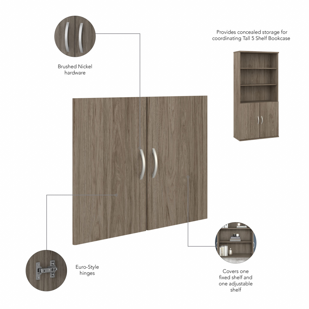 Shop Bush Business Furniture Hybrid Tall 5 Shelf Bookcase with Doors, Image 07, HYB024MH, #color_modern hickory