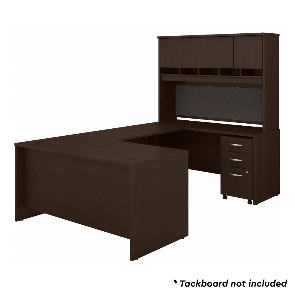 Shop Bush Business Furniture Series C 60W U Shaped Desk with Hutch and Mobile File Cabinet, Image 03, SRC149MRSU, #color_mocha cherry