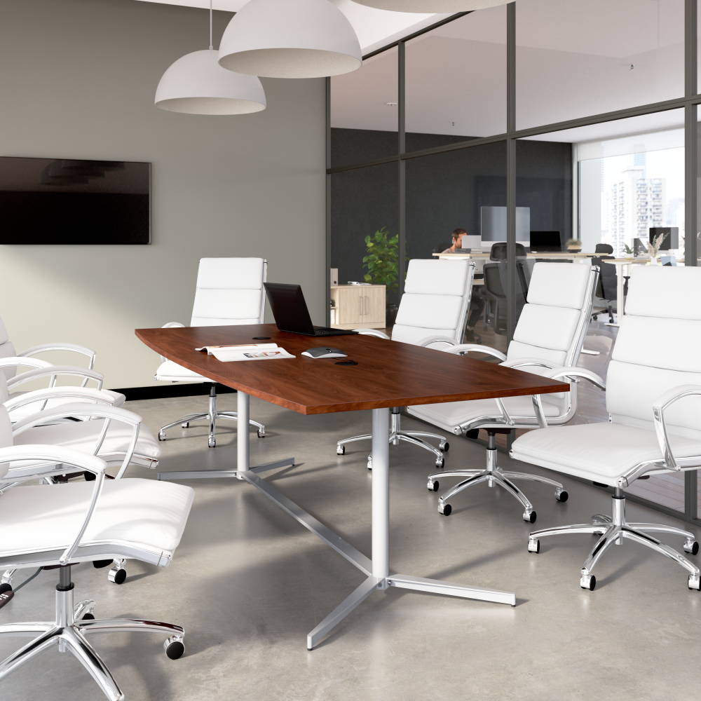 Shop Bush Business Furniture 96-inch Office Conference Table with Metal Base, Image 02, 99TBM96HCSVK, #color_hansen cherry