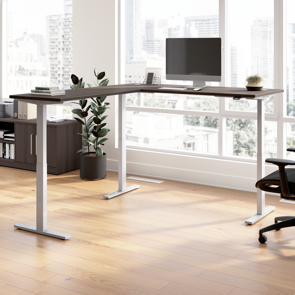 Shop Bush Business Furniture Move 60 Series 72W Height Adjustable L Shaped Standing Desk, Image 02, M6SL7278SGSK, #color_storm gray/cool gray metallic