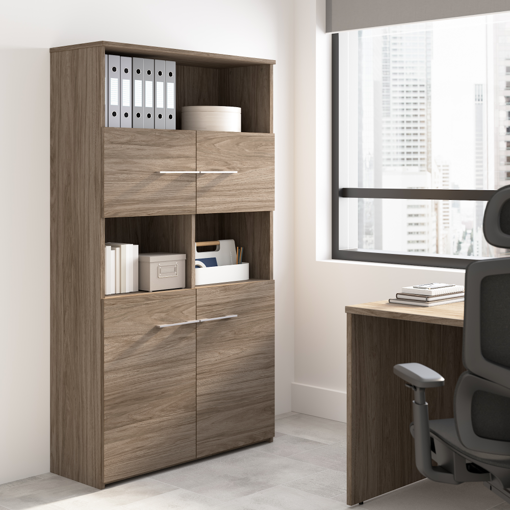 Shop Bush Business Furniture Office 500 5 Shelf Bookcase with Doors, Image 02, OFB136MH, #color_modern hickory