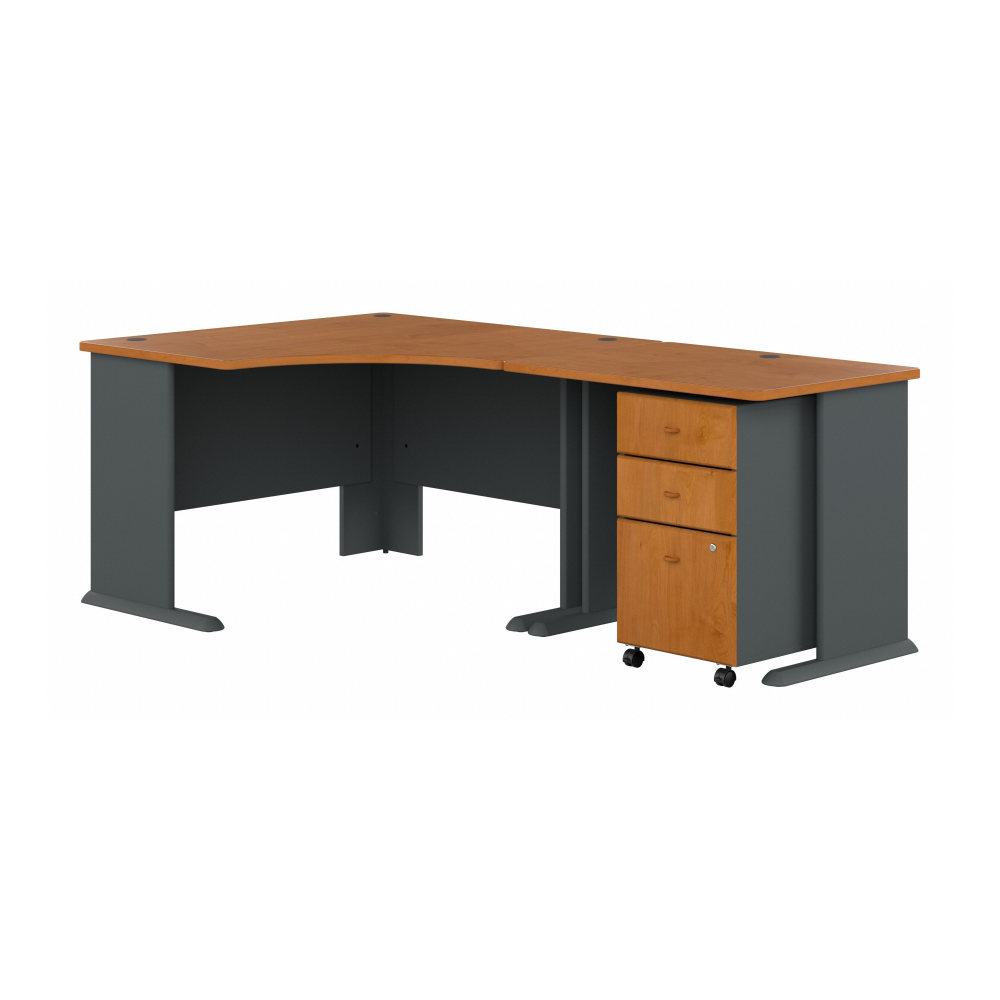 Shop Bush Business Furniture Series A 48W Corner Desk with 36W Return and Mobile File Cabinet, Image 01, SRA005NCSU, #color_natural cherry/slate