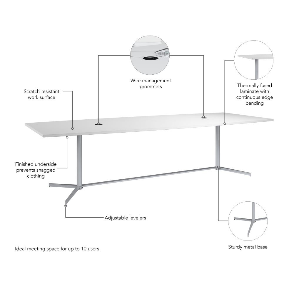 Shop Bush Business Furniture 120-inch Office Conference Table with Metal Base, Image 05, 99TBM120WHSVK, #color_white