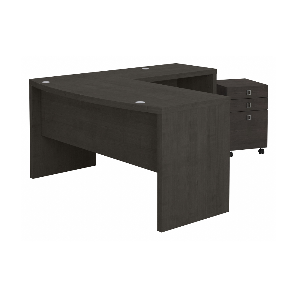 Shop Bush Business Furniture Echo L Shaped Bow Front Desk with Mobile File Cabinet, Image 01, ECH007CM, #color_charcoal maple
