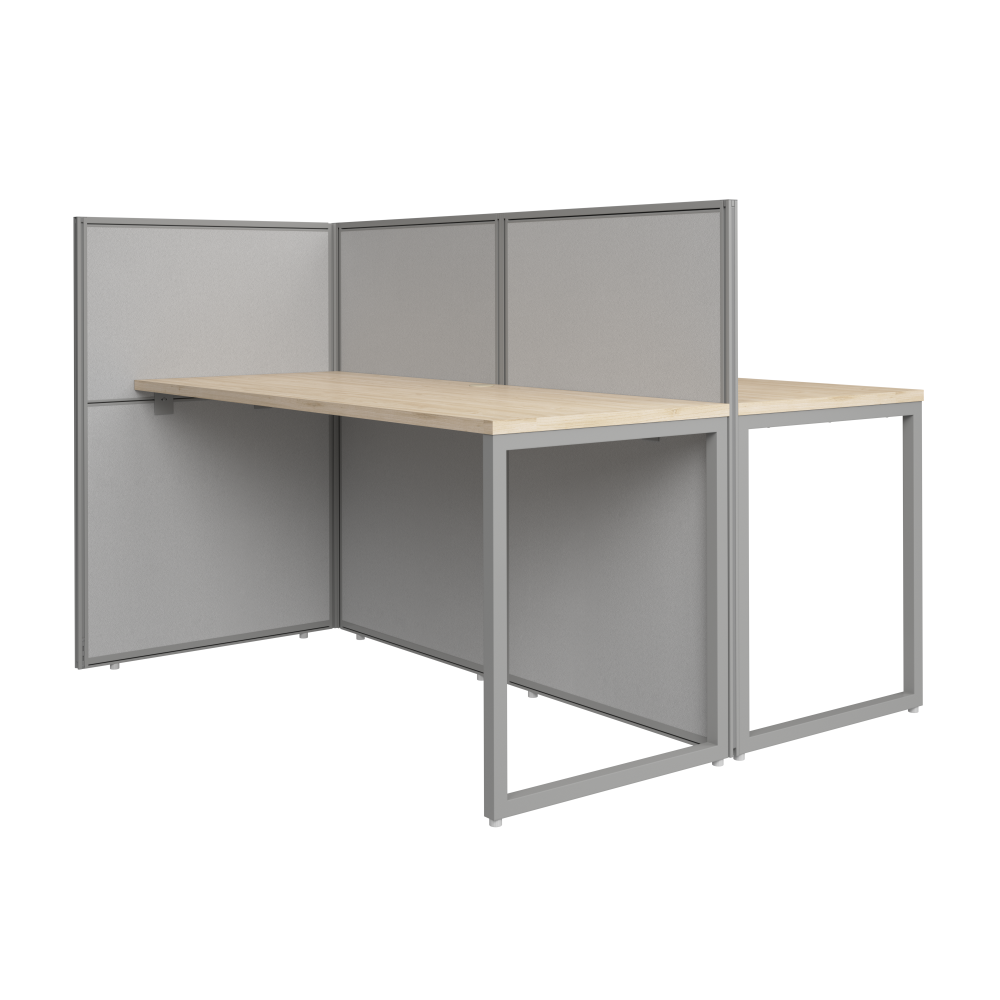 Shop Bush Business Furniture Easy Office 60-inch 2 Person Cubicle Desk with Low Panels, Image 01, EOD460NE-03K, #color_natural elm/silver gray fabric