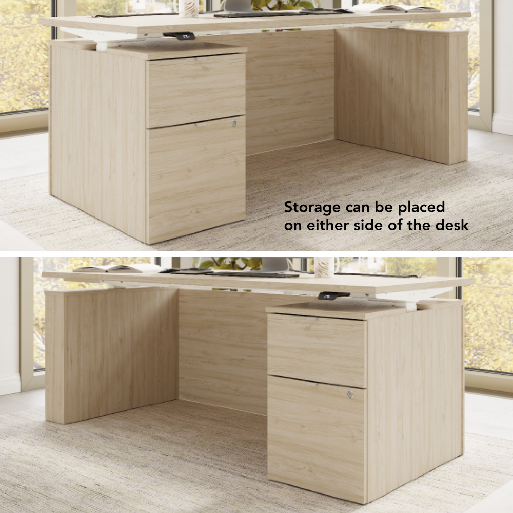 Shop Bush Business Furniture Stratus 72W x 30D Eletric Height Adjustable Standing Desk with File Cabinet, Image 06, SUT008NE, #color_natural elm
