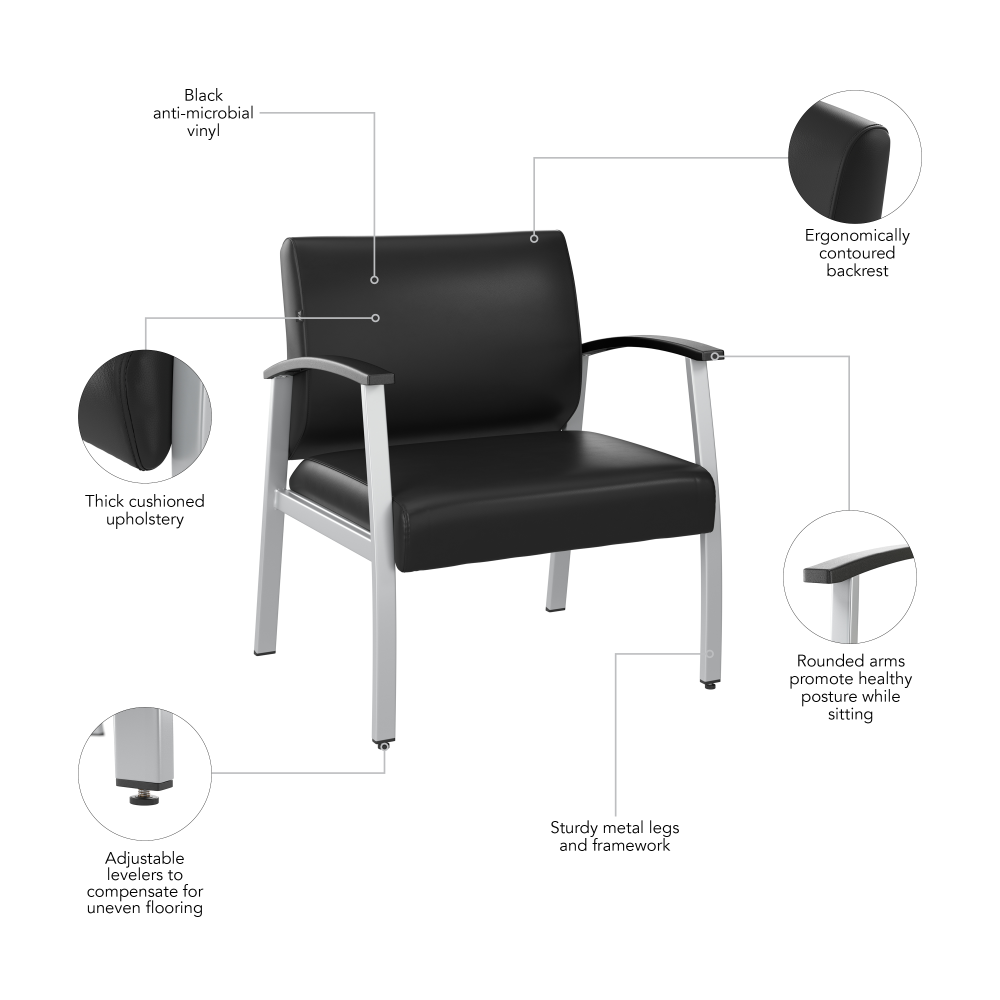 Shop Bush Business Furniture Arrive Bariatric Waiting Room Guest Chair with Arms, Image 08, CH3902BVL-03, #color_black vinyl