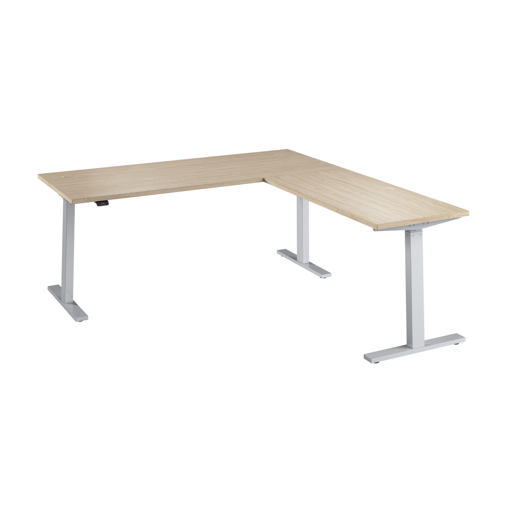 Shop Bush Business Furniture Move 60 Series 72W Height Adjustable L Shaped Standing Desk, Image 01, M6SL7278NESK, #color_natural elm/cool gray metallic