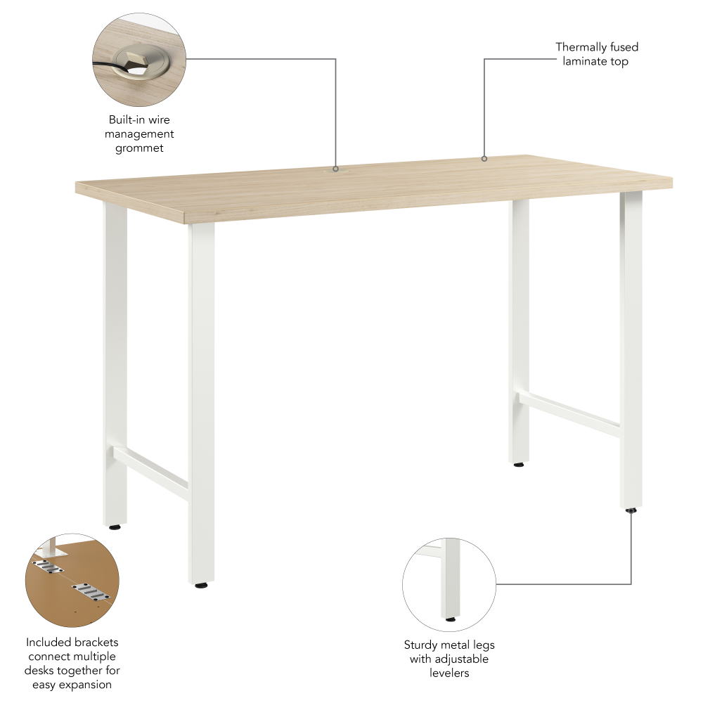 Shop Bush Business Furniture Hustle 48W x 24D Computer Desk with Metal Legs, Image 08, HUD148NE, #color_natural elm