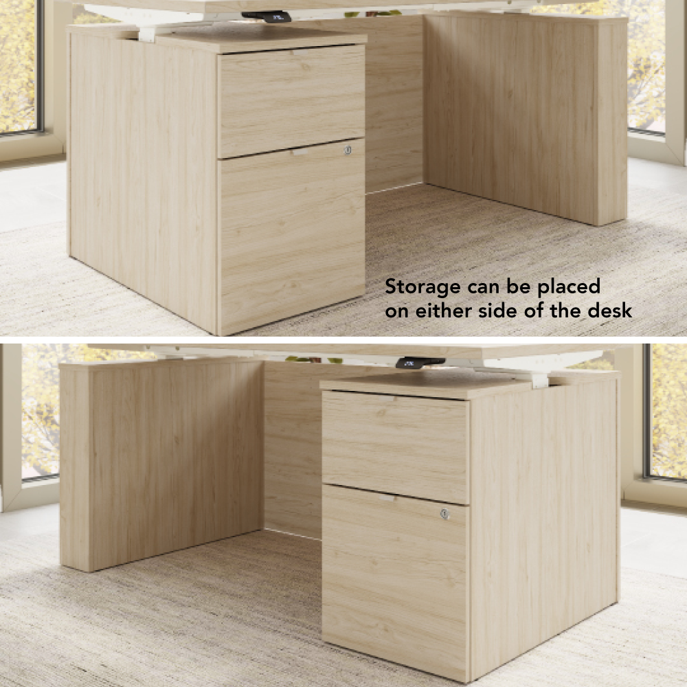 Shop Bush Business Furniture Stratus 60W x 30D Eletric Height Adjustable Standing Desk with File Cabinet, Image 06, SUT007NE, #color_natural elm