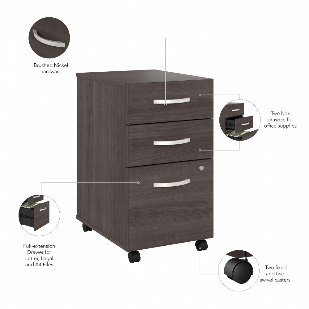 Shop Bush Business Furniture Studio A 3 Drawer Mobile File Cabinet - Assembled, Image 08, SDF216SGSU-Z, #color_storm gray