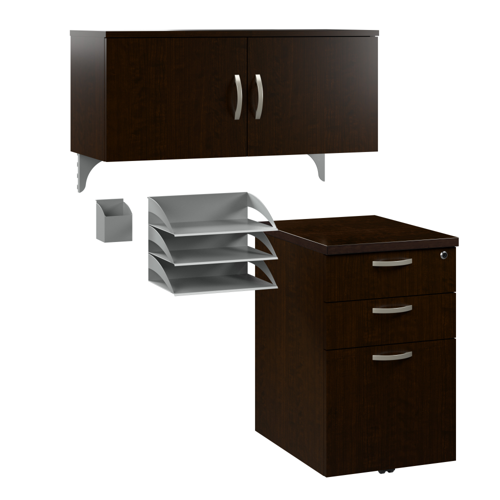 Shop Bush Business Furniture Office in an Hour Cubicle Storage with Cabinet, Drawers, Paper Tray, and Pencil Holder, Image 01, WC36890-03K, #color_mocha cherry