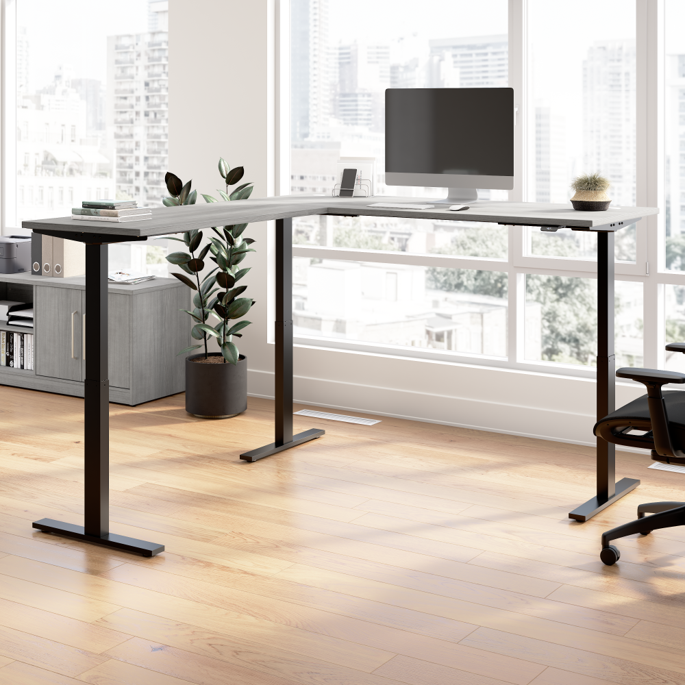Shop Bush Business Furniture Move 60 Series 72W Height Adjustable L Shaped Standing Desk, Image 02, M6SL7278PGBK, #color_platinum gray/black powder coat
