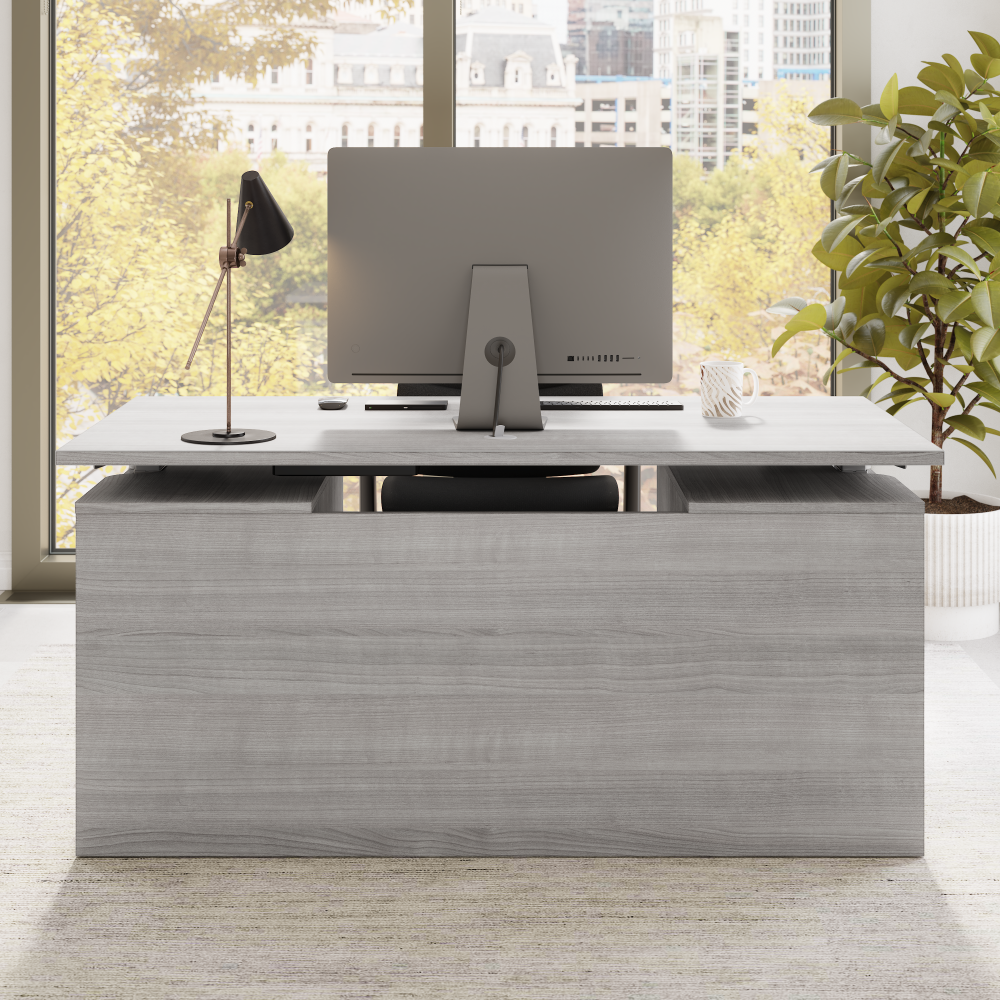 Shop Bush Business Furniture Stratus 60W x 30D Electric Height Adjustable Standing Desk with Modesty Panel, Image 06, SUT003PG, #color_platinum gray
