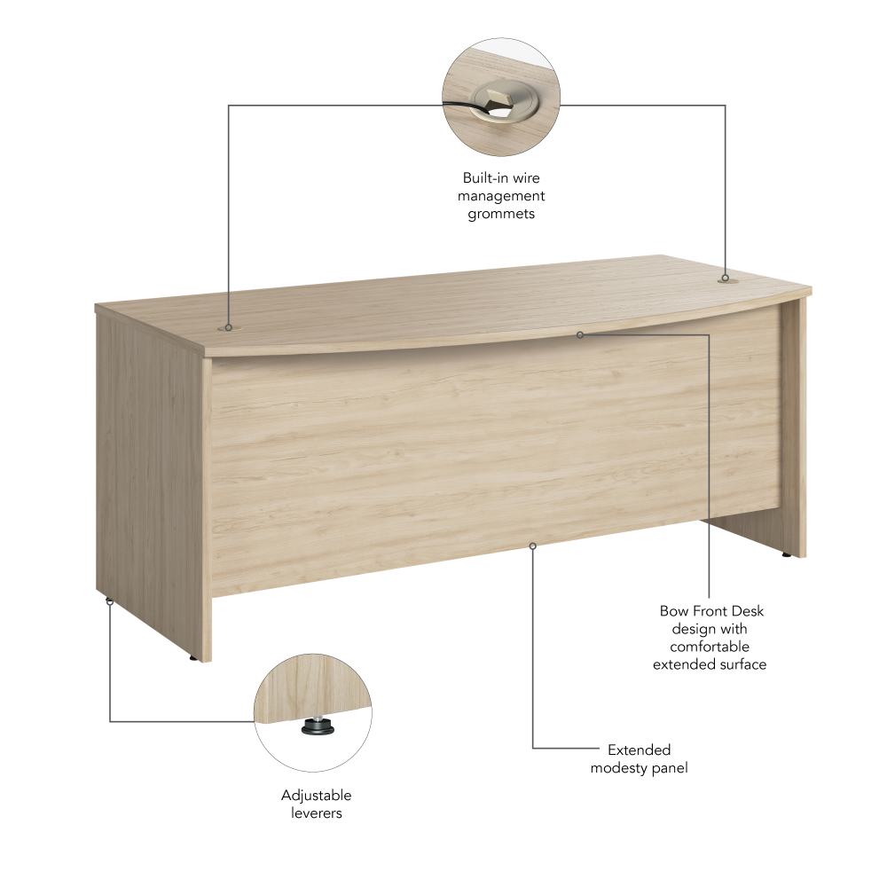 Shop Bush Business Furniture Studio C 72W x 36D Bow Front Desk, Image 08, SCD172NE, #color_natural elm