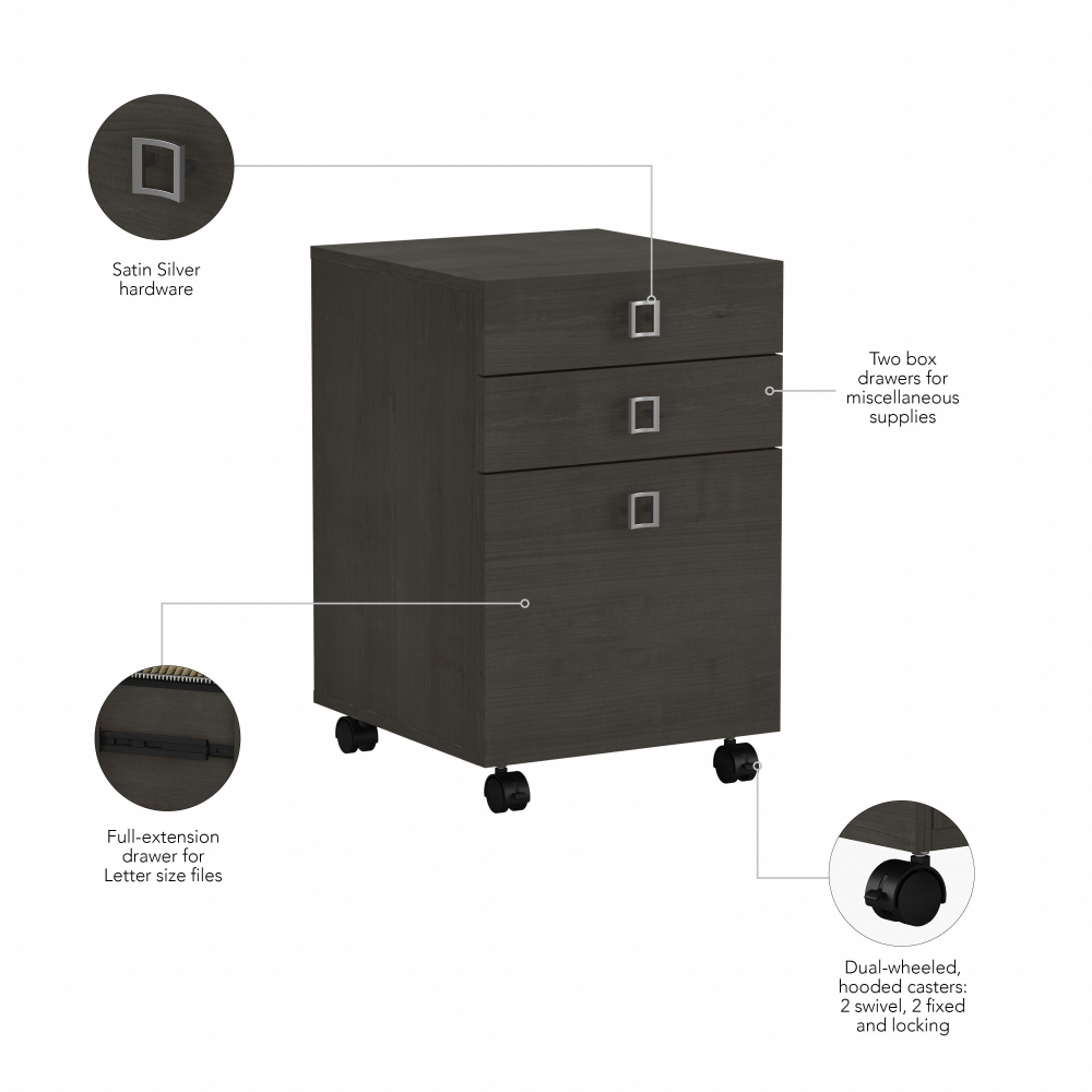 Shop Bush Business Furniture Echo 3 Drawer Mobile File Cabinet, Image 08, KI60301-03, #color_charcoal maple