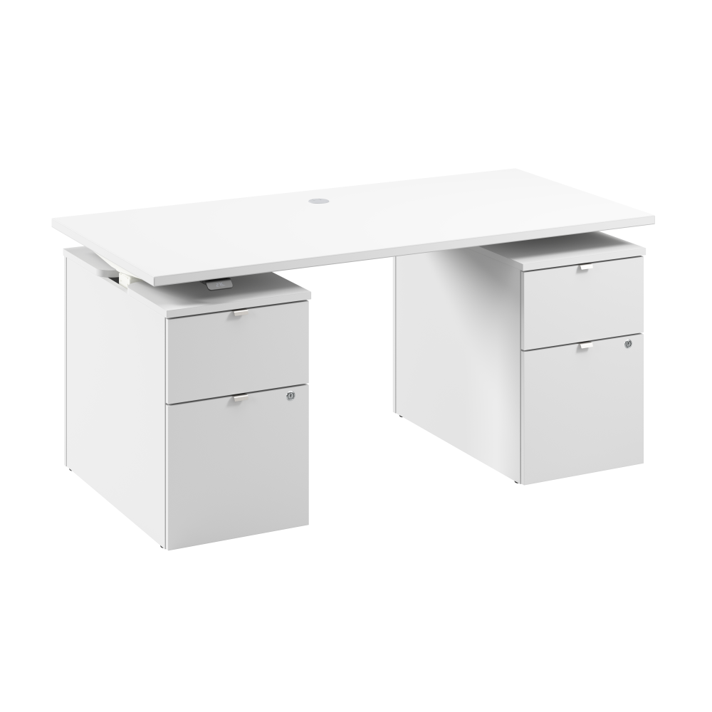 Shop Bush Business Furniture Stratus 60W x 30D Electric Height Adjustable Standing Desk with Drawers, Image 01, SUT009WH, #color_white