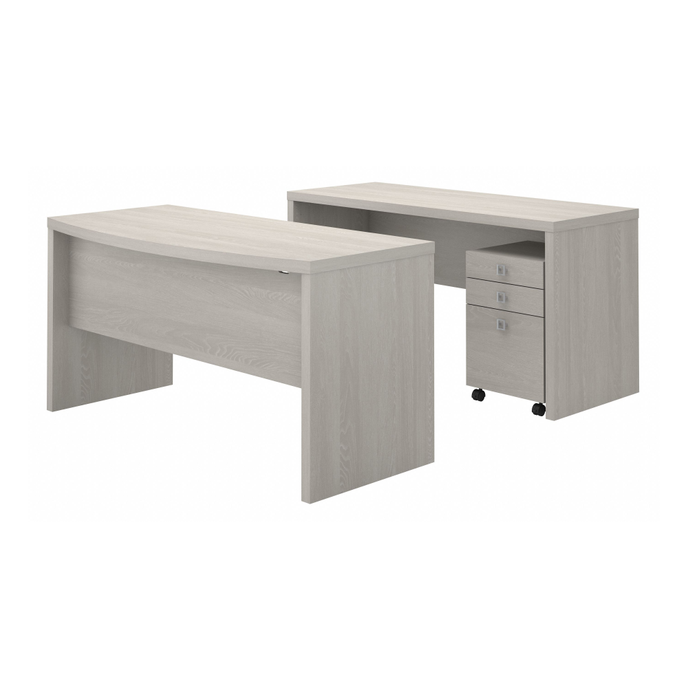 Shop Bush Business Furniture Echo Bow Front Desk and Credenza with Mobile File Cabinet, Image 01, ECH010GS, #color_gray sand