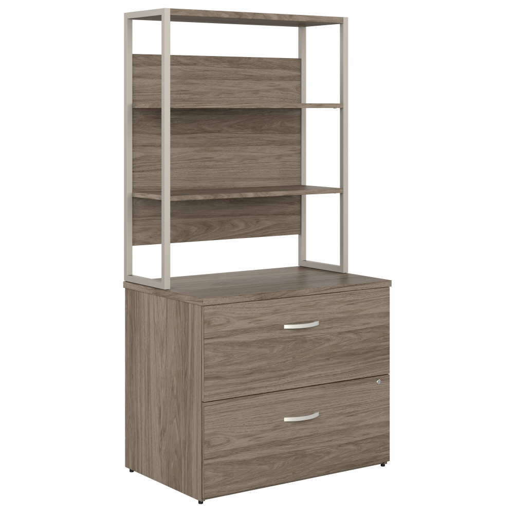 Shop Bush Business Furniture Hybrid 2 Drawer Lateral File Cabinet with Shelves, Image 01, HYB018MHSU, #color_modern hickory
