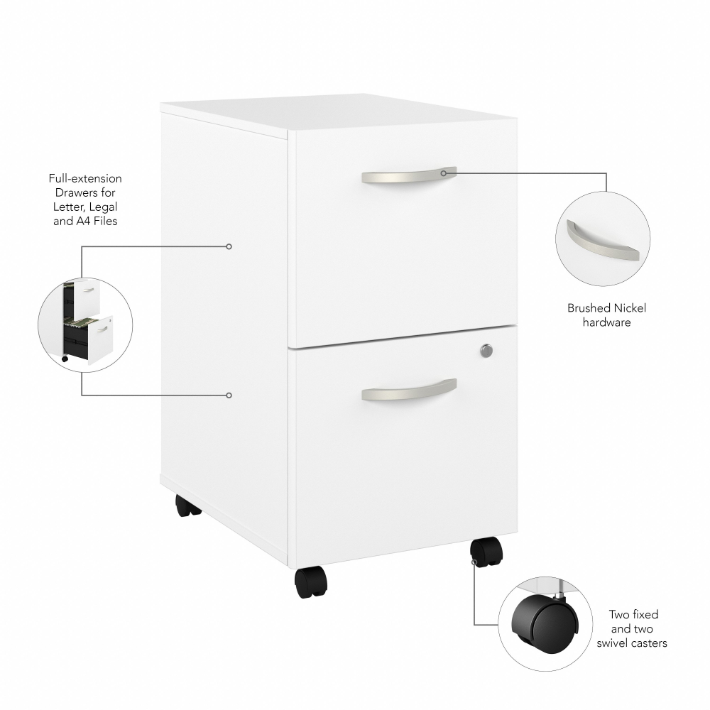 Shop Bush Business Furniture Easy Office 2 Drawer Mobile File Cabinet - Assembled, Image 07, EO108WHSU, #color_white