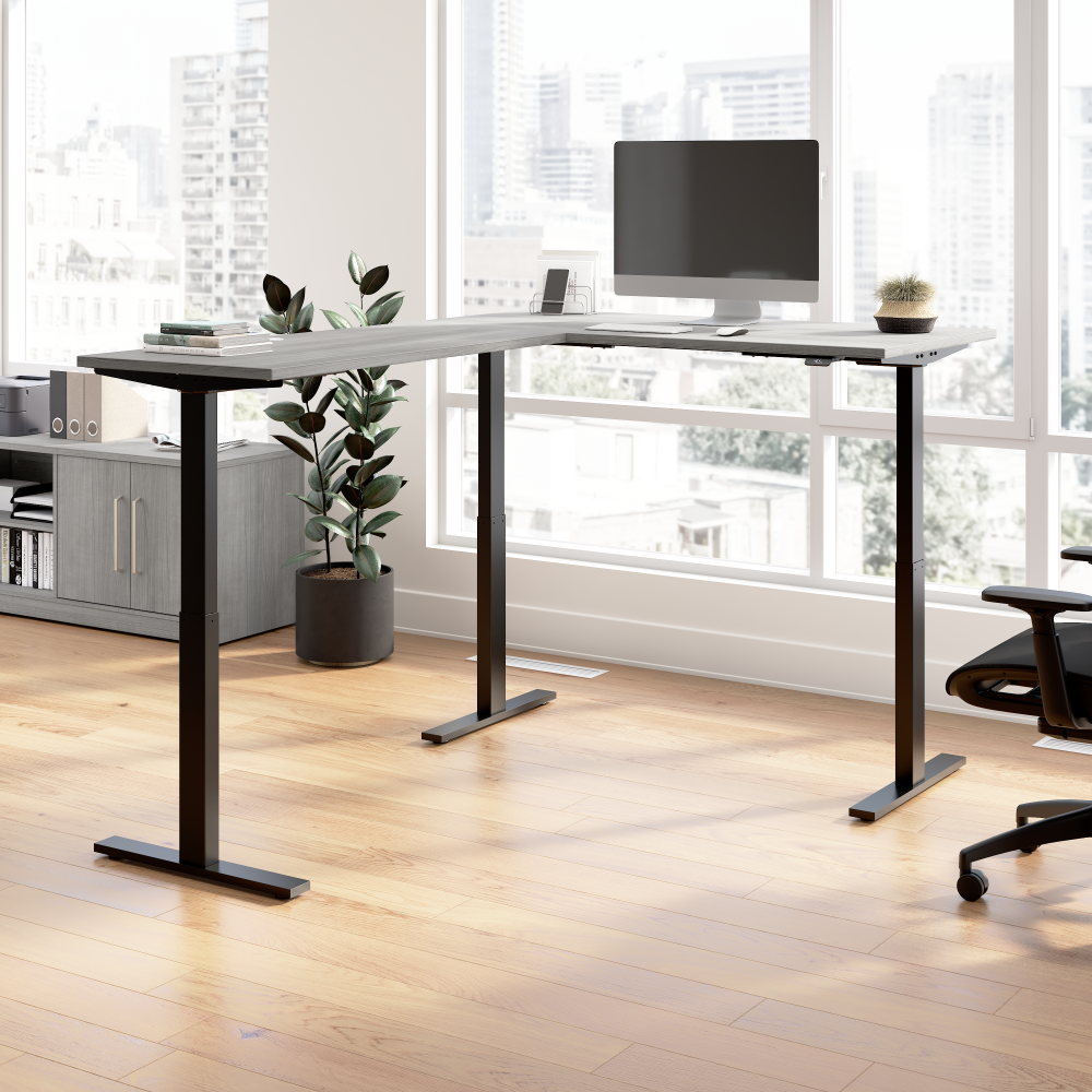 Shop Bush Business Furniture Move 60 Series 60W Height Adjustable L Shaped Standing Desk, Image 02, M6SL6078PGBK, #color_platinum gray/black powder coat
