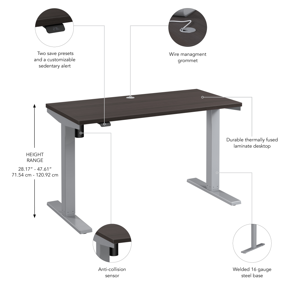 Shop Bush Business Furniture Move 40 Series 48W x 24D Electric Height Adjustable Standing Desk, Image 06, M4S4824SGSK, #color_storm gray/cool gray metallic