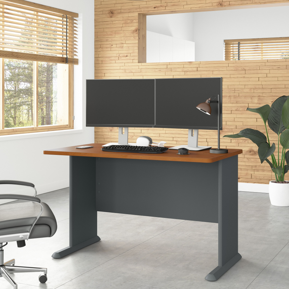 Shop Bush Business Furniture Series A 48W Desk, Image 02, WC57448, #color_natural cherry/slate