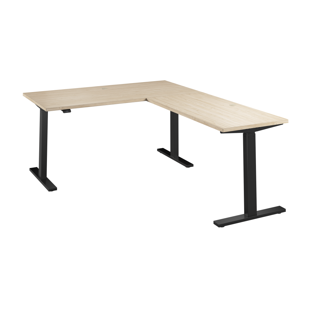Shop Bush Business Furniture Move 60 Series 60W Height Adjustable L Shaped Standing Desk, Image 01, M6SL6078NEBK, #color_natural elm/black powder coat