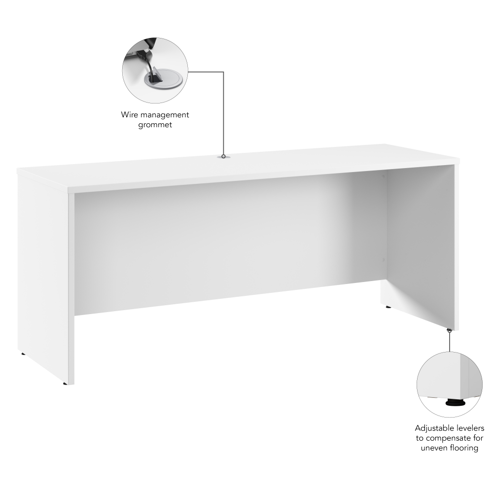 Shop Bush Business Furniture Hampton Heights 72W x 24D Credenza Desk, Image 08, HHD272WH-Z, #color_white