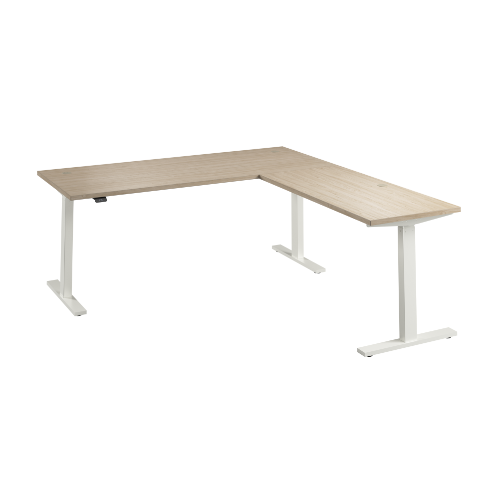 Shop Bush Business Furniture Move 60 Series 72W Height Adjustable L Shaped Standing Desk, Image 01, M6SL7278NEWK, #color_natural elm/white powder coat