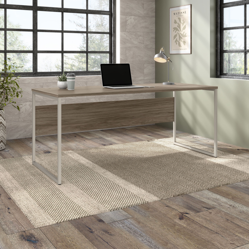 Shop Bush Business Furniture Hybrid 72W x 30D Computer Table Desk with Metal Legs, Image 02, HYD373MH, #color_modern hickory