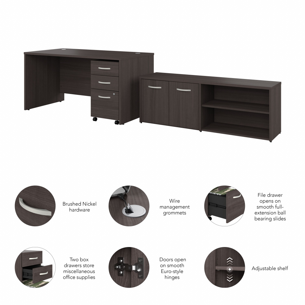 Shop Bush Business Furniture Studio C 60W x 30D Office Desk with Storage Return and Mobile File Cabinet, Image 07, STC042SGSU, #color_storm gray