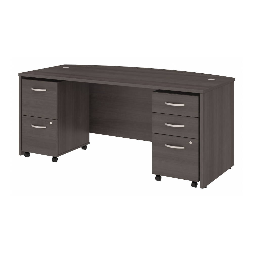 Shop Bush Business Furniture Studio C 72W x 36D Bow Front Desk with Mobile File Cabinets, Image 01, STC012SGSU, #color_storm gray